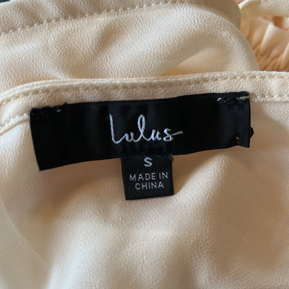 lulus Aura Ivory Smocked Long Flutter Sleeve chiffon top w/elastic waist Size S - Picture 9 of 10